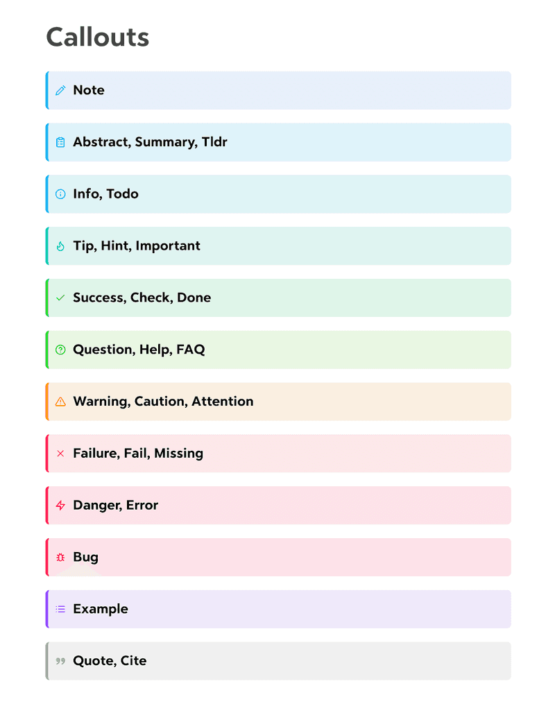 옵시디언의 다양한 콜아웃